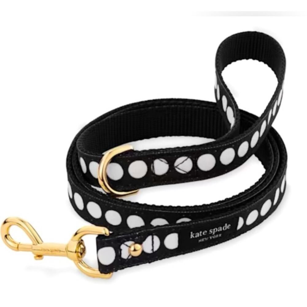Kate Spade Black and White Polka Dot Dog Leash S/M NWT